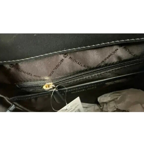 New Michael Kors Phoebe Medium Flap Drawstring Backpack Non-Leather Vegan Black - Picture 7 of 7